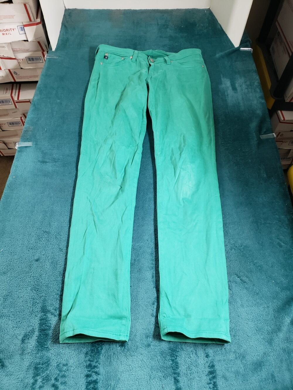 Adriano Goldschmied Jeans Size 27 Womens Green Stretch Mid Rise Stilt Skinny USA